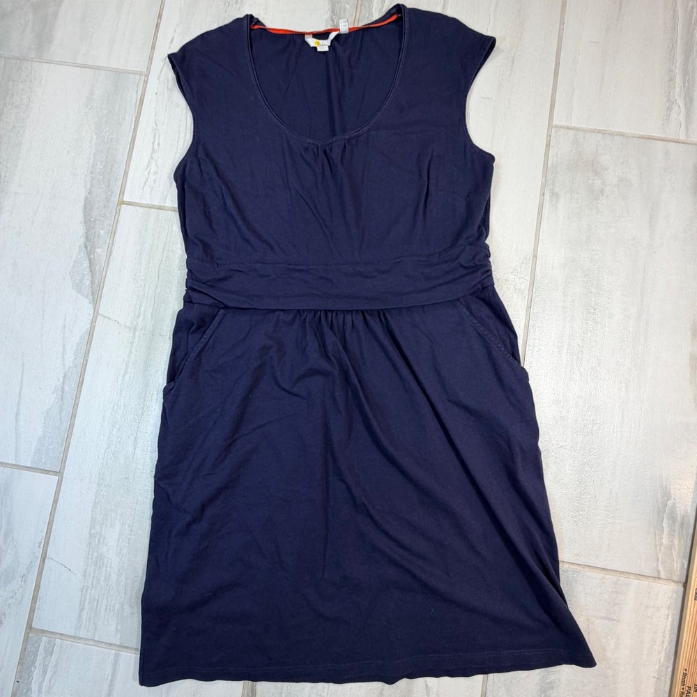 Boden Navy Blue Modal Cotton Empire Waist Pocket Dress US 14R UK 18R